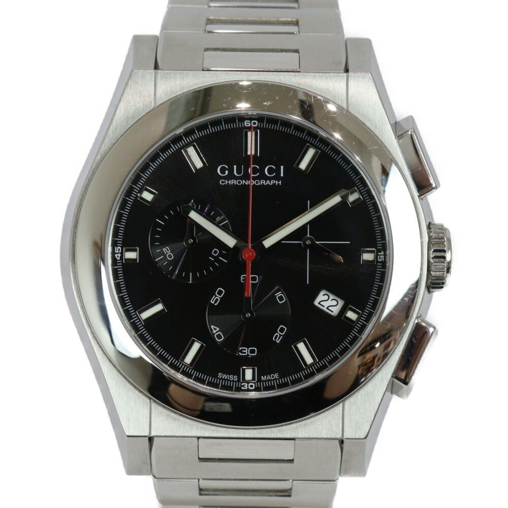 Gucci Pantheon Chronograph Quartz Date SS Watch Black